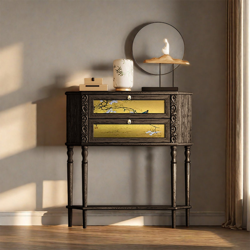 Wood Leg Cabinet with Drawers and Storage