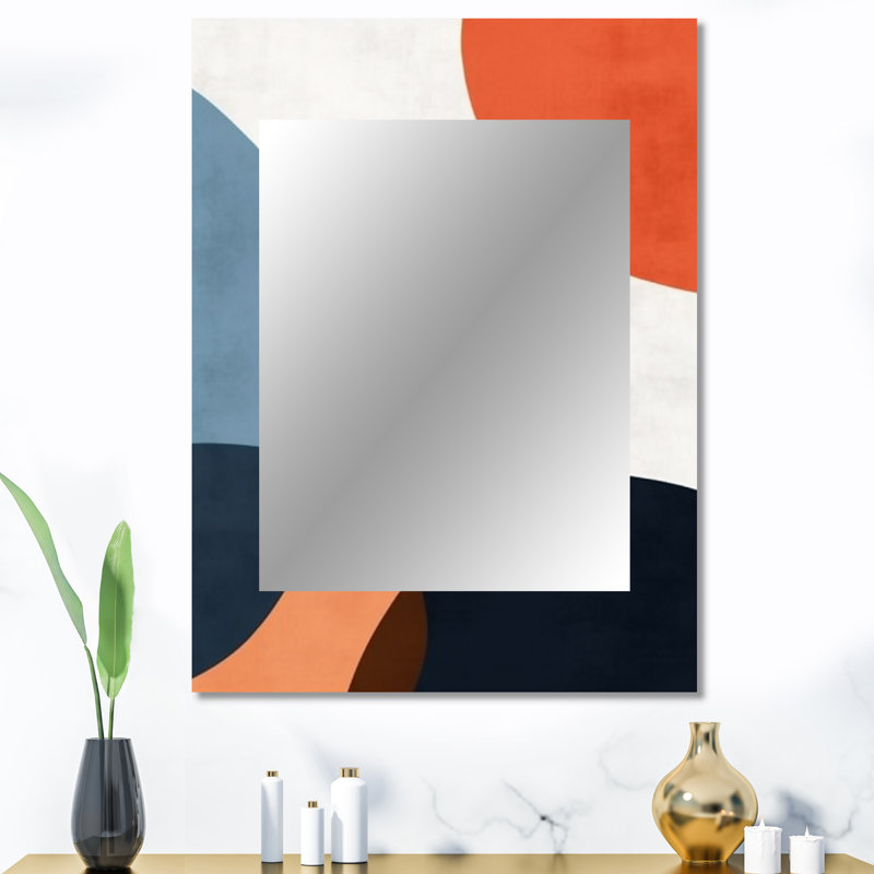 Motif bohème minimaliste bleu et orange 2 - miroir mural décoratif minimaliste, miroir moderne, impression d'art en métal