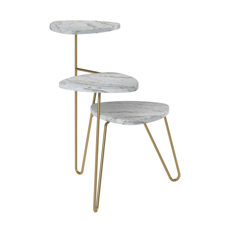 Styreman Plant Stand, White Marble/Gold