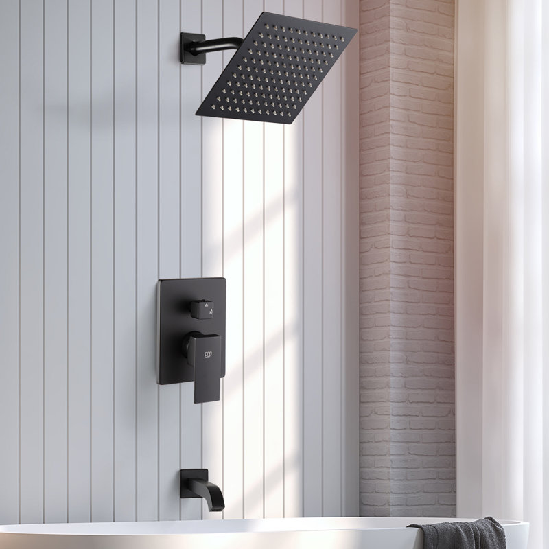 Robinet de douche avec bec de baignoire, Noir mat