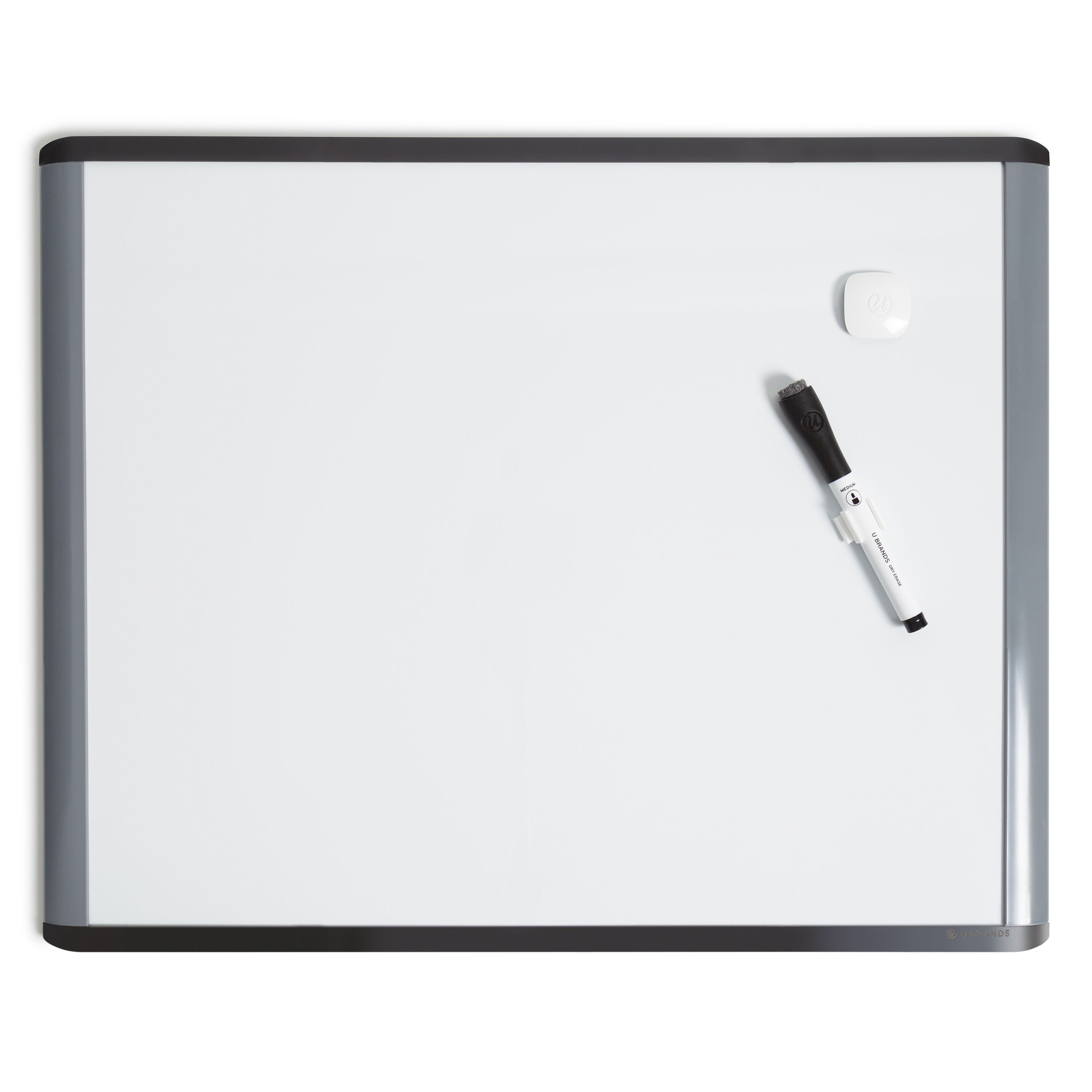 U Brands Mod Cork Bulletin Board, 20 x 16 Inches, Black and Grey Frame