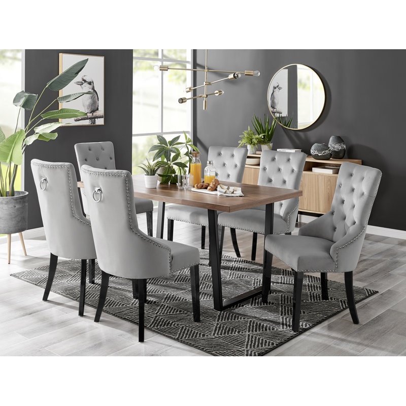 6 - Person Dining Set, Brown, Grey