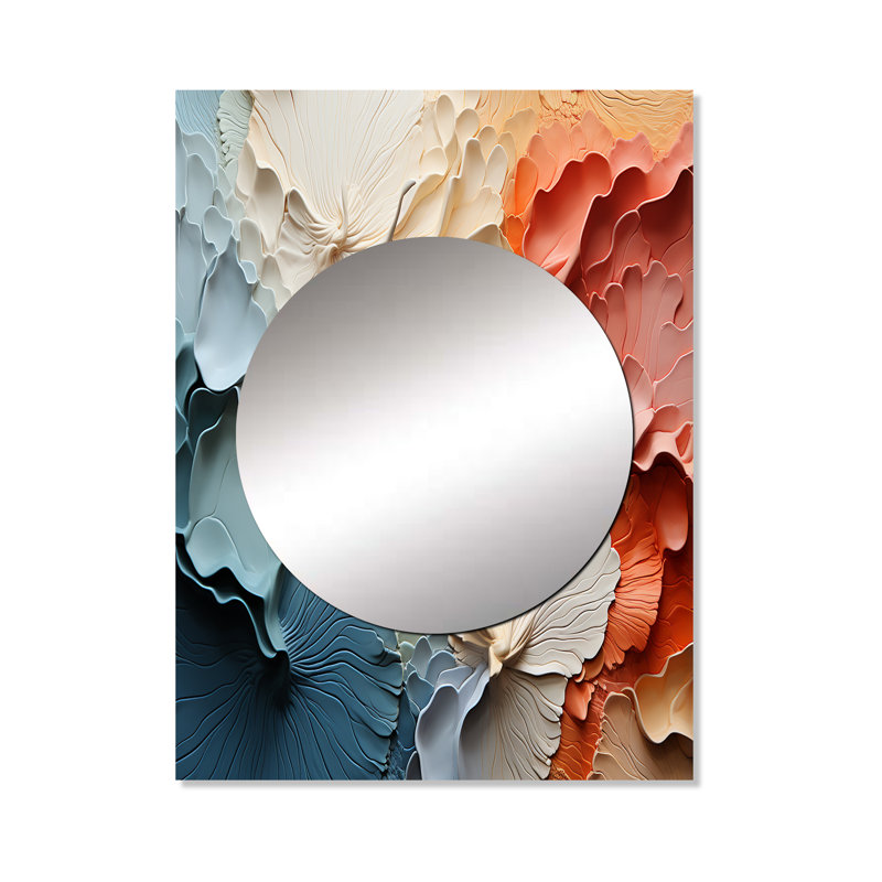 Tunder Beige And Orange Custards Collage II - Abstract Decorative Mirror, Modern Large Wall Mirror, Printed Metal Art