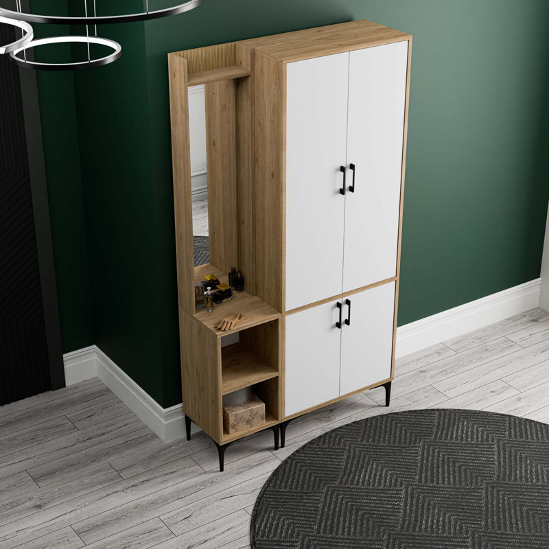 Covedale Hall Tree 70.00cm Wide, White/Oak