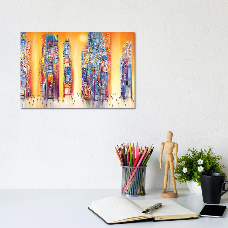 Sunset by Ekaterina Ermilkina - Painting on Canvas, Wrapped Canvas, 20.32 cm H x 30.48 cm W