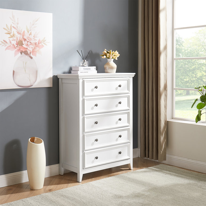 Commode 5 tiroirs Modern, Blanc