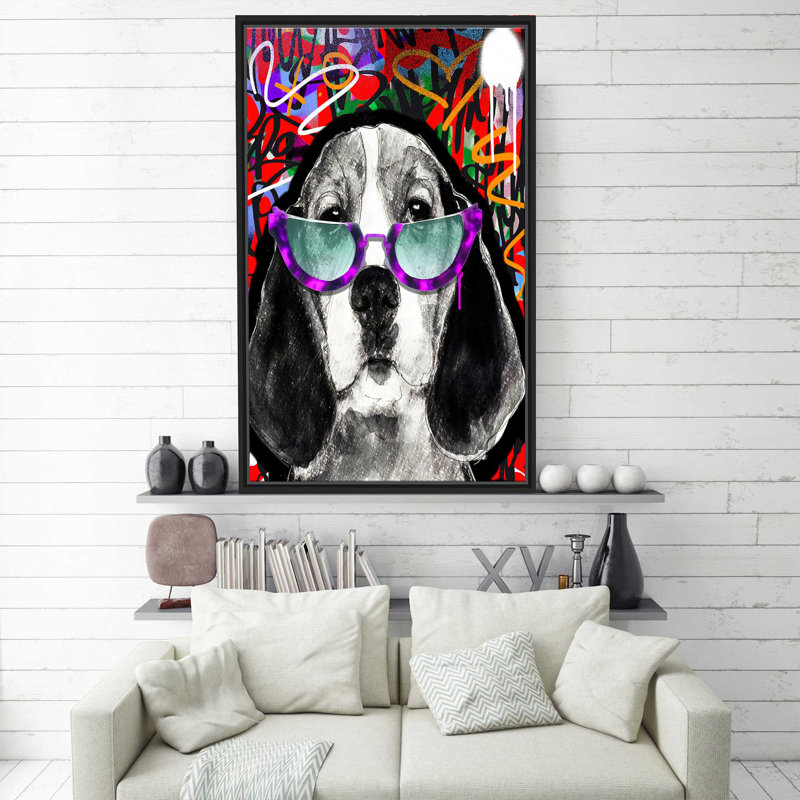 Beagle Nerd (vertical) par By Jodi - impression, Cadre flottant noir, H 51,5 po x l 31,5 po x P 2 po