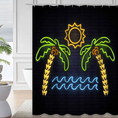 Green Waterproof Shower Curtain,Shower Curtains for Bathroom with 12 Hooks