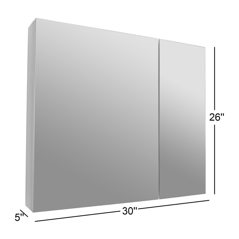 Armoire à pharmacie sans cadre avec miroir et 2 tablettes réglables l 30 po x H 26 po