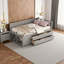 Lit de jour simple gris avec tiroirs et tablettes coulissantes - Structure en bois massif-1836262768
