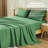 4 Piece Full Size Sheet Set, 100% Rayon Derived from Bamboo Sheet Set, Cooling & Breathable, Luxury Silky Soft, Deep Pocket up to 16", Green-122872002-122871997