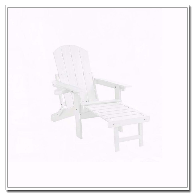 Méridienne d'extérieur toutes saisons avec repose-pieds dissimulé, porte-gobelet intégré et conception pliable, Blanc