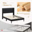 Structure de lit tapissier à oreilles avec table de chevet cannelée, ensemble de mobilier de chambre à coucher-2050109667-2050109668