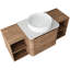Meuble-lavabo de salle de bain de 122 cm (48 po) avec lavabo en céramique décorative, 2 étagères de rangement, porte à fermeture amortie, contreplaqué – style contemporain, imitation chêne, dimensions des étagères : 114 cm (45 po), poignées dissimulées