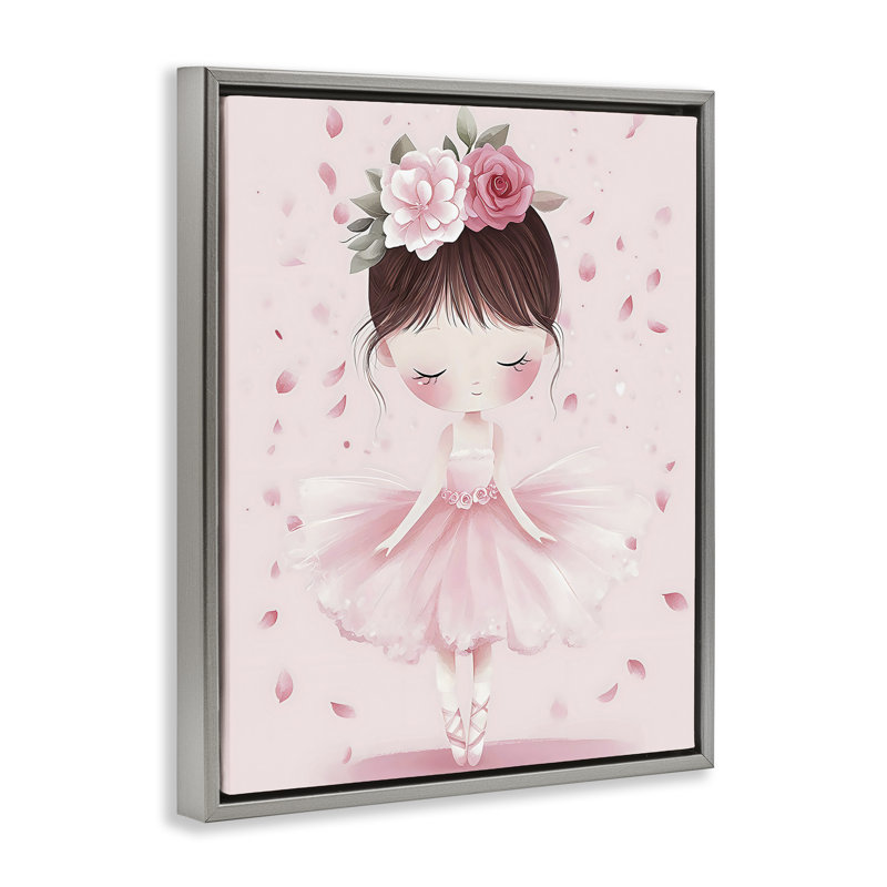 Ballerine avec cadre flottant coiffe florale, design par Creative Studio, H 31 po x l 25 po, Cadre flottant gris lustré