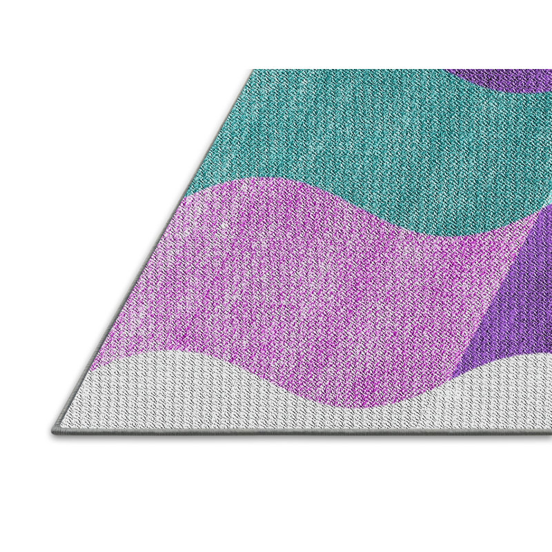 Tapis géométrique gris / rouge / bleu, Rectangle 2 pi x 4 pi
