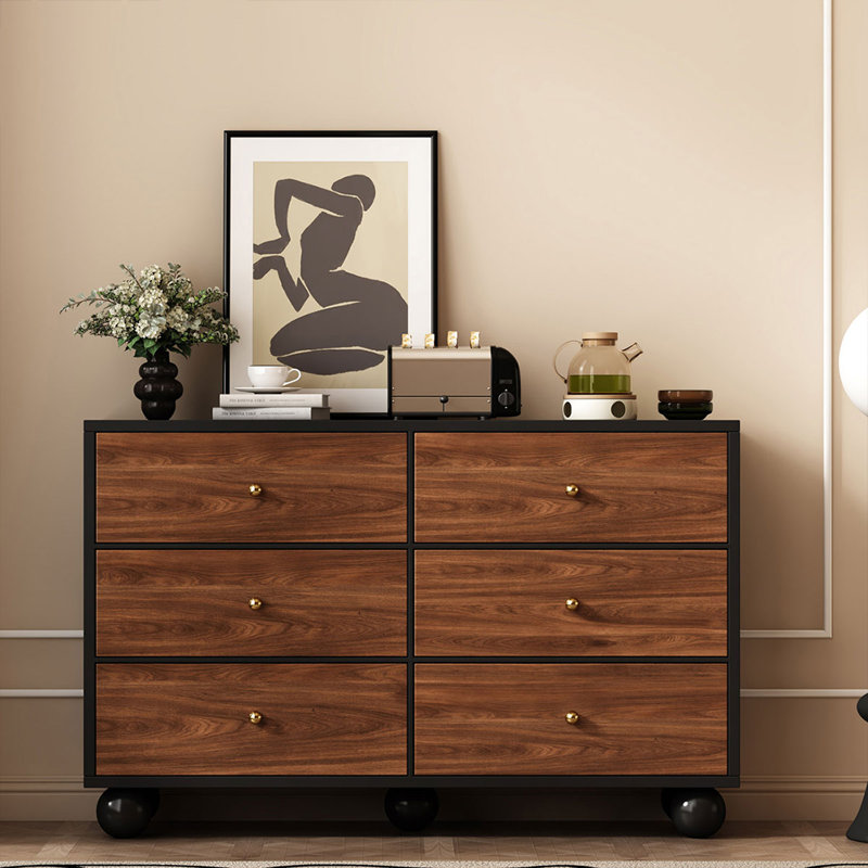 Buffet décoratif rétro en bois massif noir