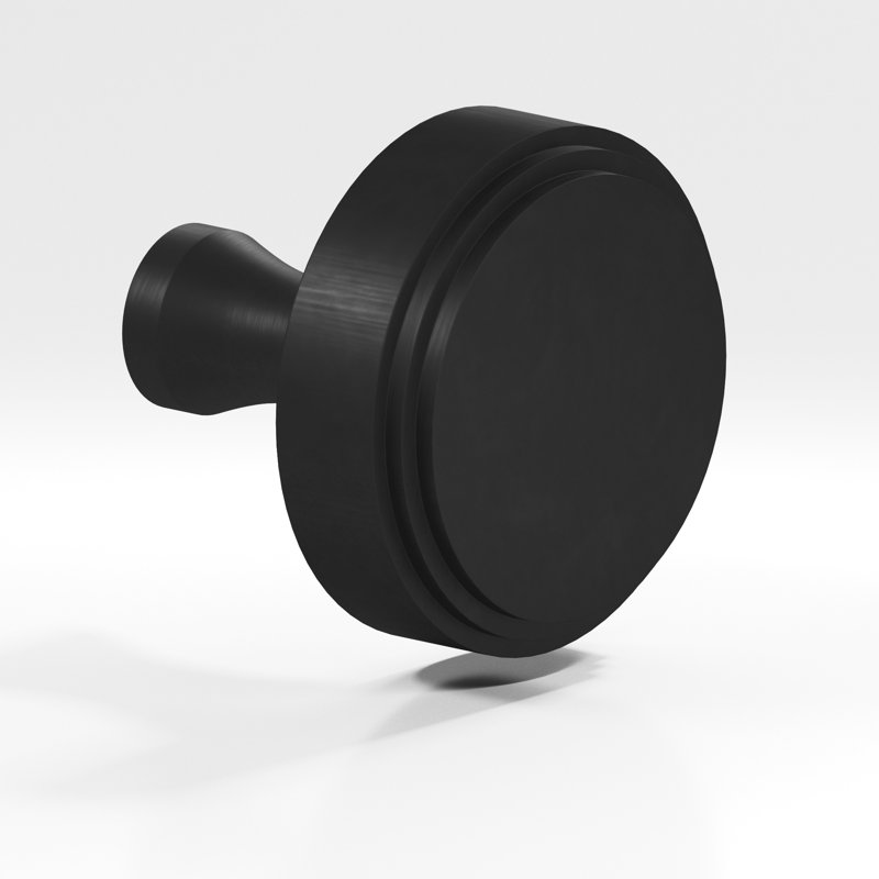 Round Stepped Cabinet Knob With Flared Post, Matte Satin Black, 1"