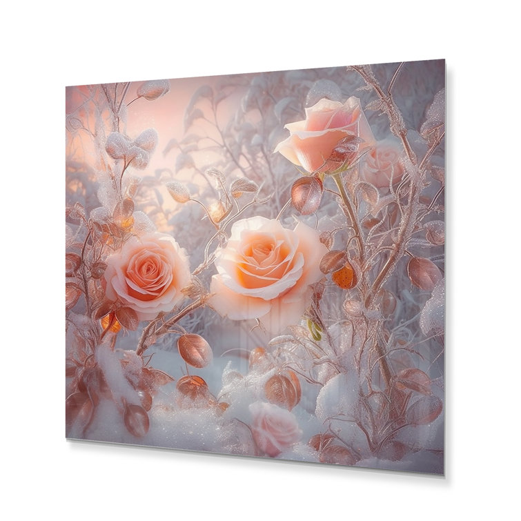 Red Barrel Studio® Peach Enchanted Roses III - Floral Rose Metal Wall ...