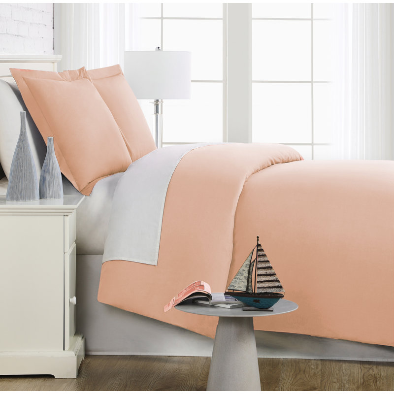Ensemble de housse de couette en lin pêche / bleu clair Southshore, Housse de couette double / grand + 2 taies décora