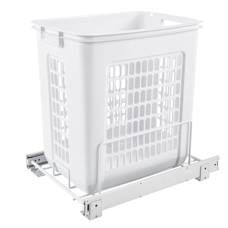 White Polymer Pullout Laundry Hamper with Full Extension Slides