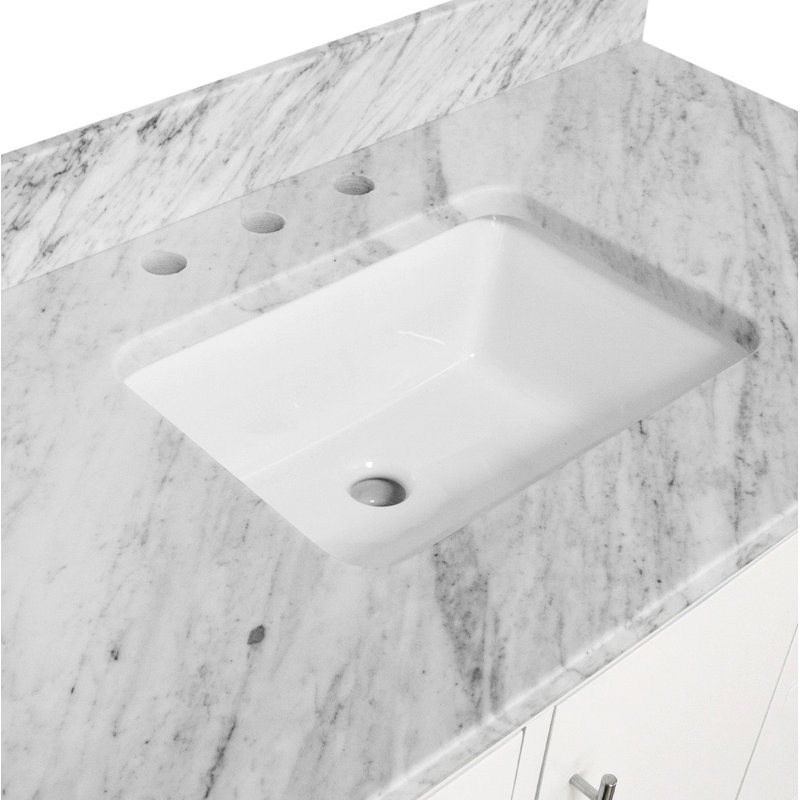 Ensemble de meuble-lavabo simple 42 po Kiara, Blanc, Marbre de Carrare