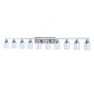 10 Light Bathroom Light Fixtures, Bathroom Vanity Light with Clear Glass, Brushed Nickel Bathroom Lighting Fixtures Over Mirror, Large Vanity Lights for Bathroom, Vanity Lights for Mirror, Wall Sconce