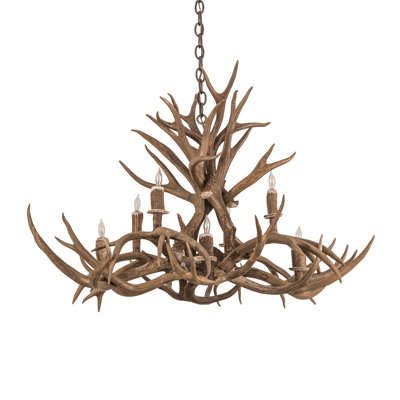 Lustre fantaisie 8 lumières panache mule Deer