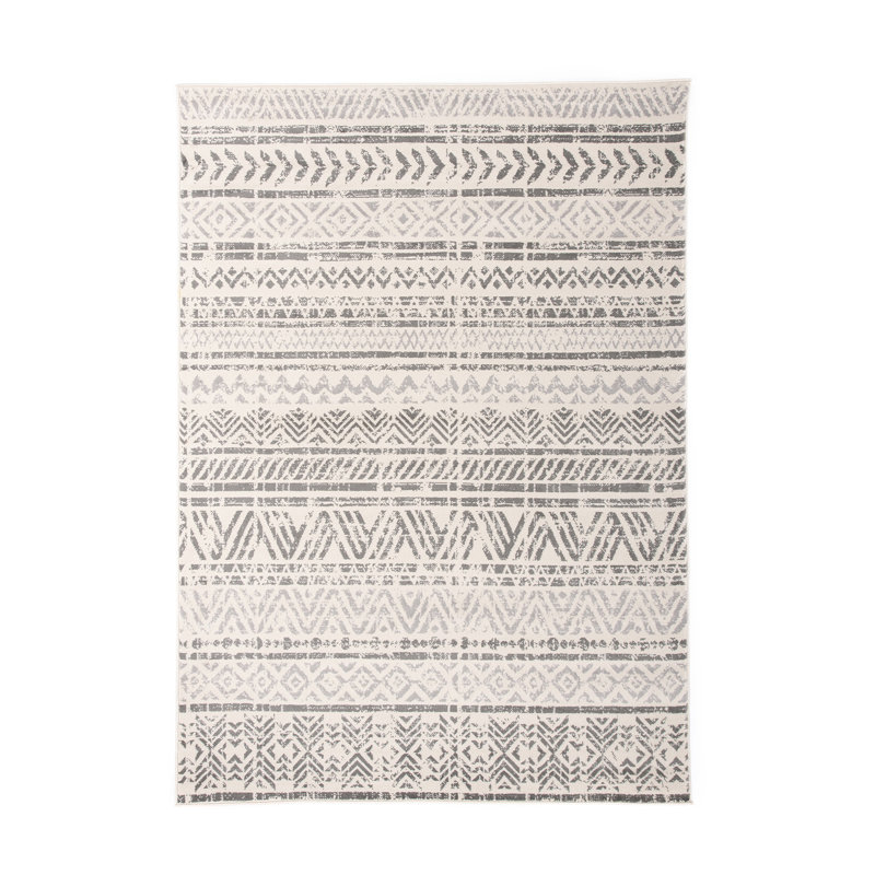 Humphrey Southwestern Light Gray/Dark Gray/Ivory Area Rug in Gray, Rectangle 4' x 6'