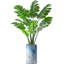 Arbre artificiel dans un pot de fleurs moderne, décoration d'arbre en soie artificielle Monstera (pot et arbre)-141567764-156323611