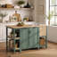 Îlot de cuisine autoportant de 147 cm (58 po), table de préparation en bois avec tiroirs de rangement, armoires et étagères ouvertes-1008709797