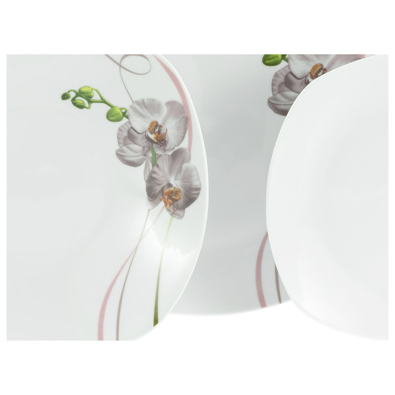 Square Piece Porcelain China Dinnerware Set - Service for 6