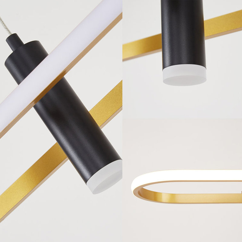 Luminaire suspendu à 4 lumières DEL Javeriah noir / doré à intensité variable [sans ampoule]