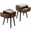 Ensemble de 2 tables d'appoint Mid-Century en bois, table de bout avec 1 tiroir de rangement et table de chevet