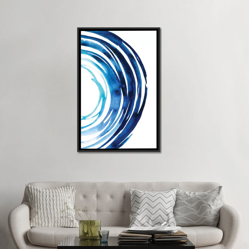 «Blue Vortex II», reproduction sur toile, H 26 po x l 18 po x P 1,5 po, Toile avec cadre noir, Pas de tapis
