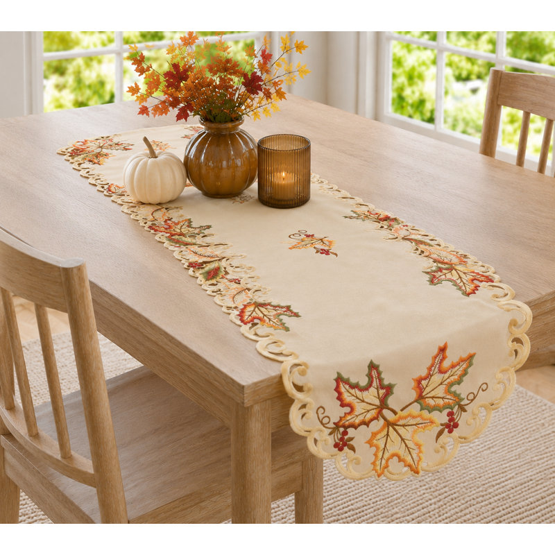 Weiland Embroidered Cutwork Fall Table Runner