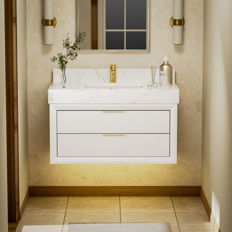 Ensemble de meuble-lavabo simple 48 po avec plateau Mayatte Grado, Blanc, 36"