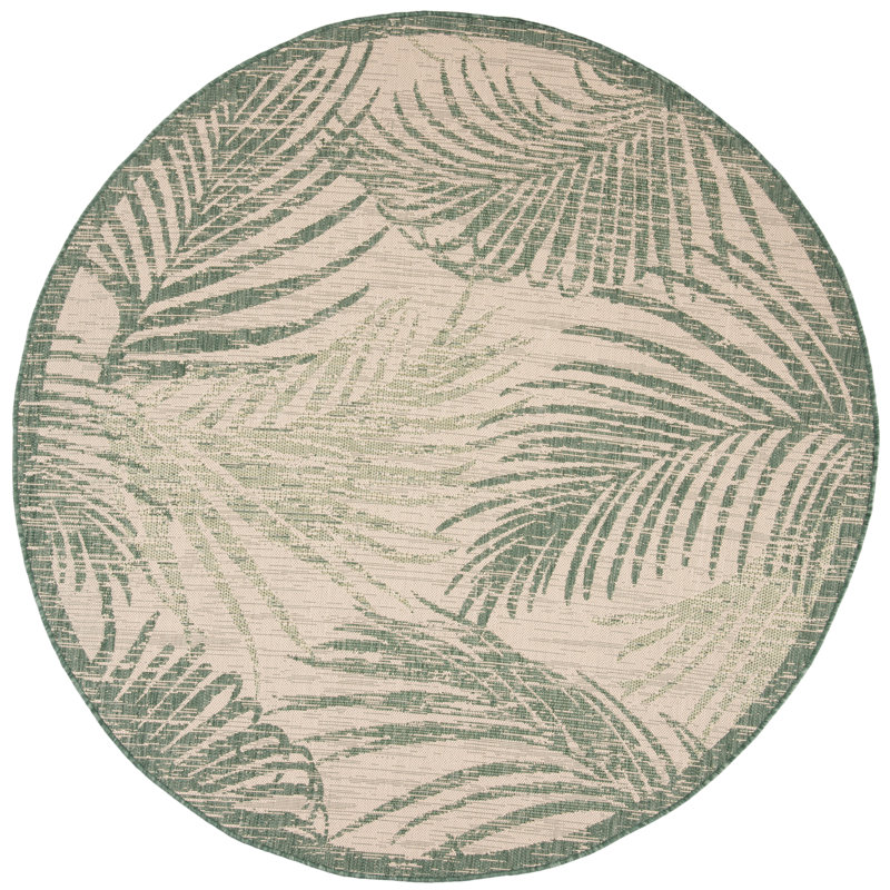 Tapis d'intérieur / extérieur à motif floral Lueck, Rond 4 pi