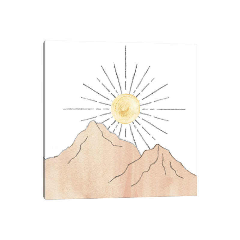 Mountains And Sunset by Whales Way - Painting on Canvas, 66.04cm H x 66.04cm W x 3.81cm D, Wrapped Canvas