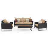 Milo 4 Piece Rattan Sunbrella Sofa Set with Cushions