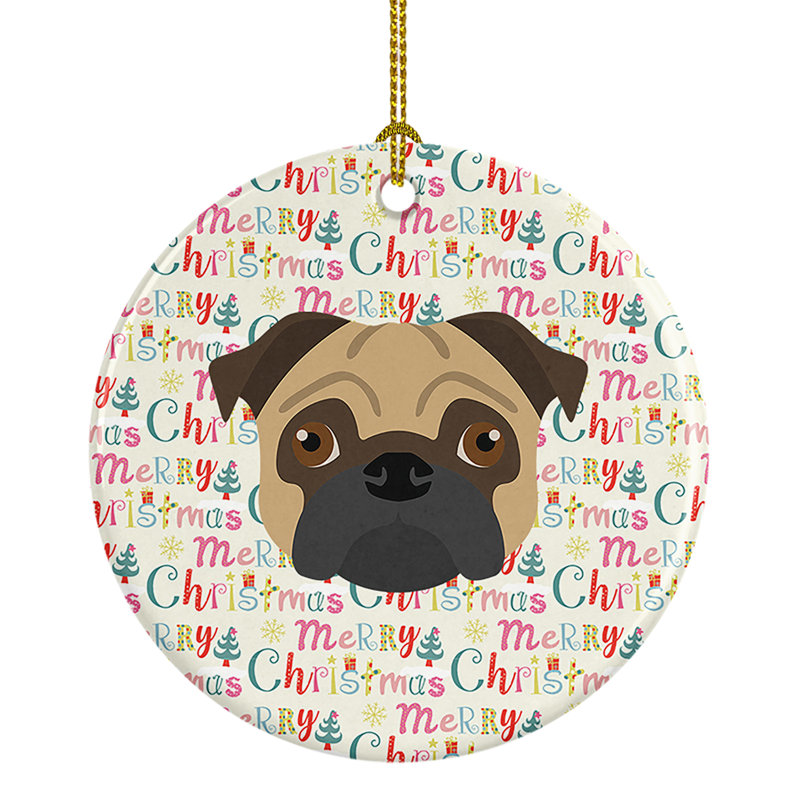 Ornement suspendu Pug Merry Christmas