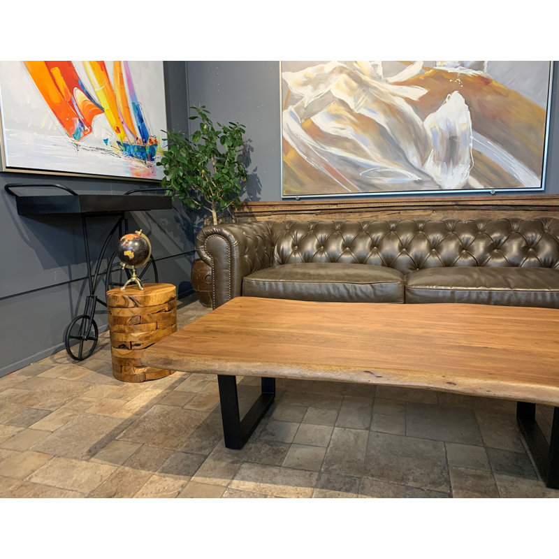Table de bout en blocs de bois massif Fey