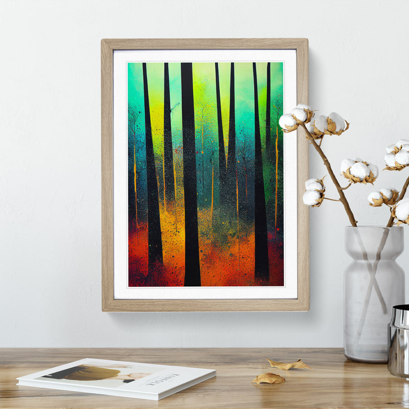 Forest In Colour No.5 Abstract - Single Picture Frame Painting, 34cm H x 25cm W x 2cm D, Oak