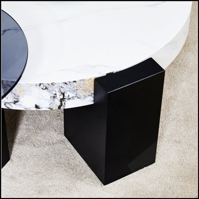 Table basse double plateau détachable au design élégant et à la fonctionnalité polyvalente pour les espaces de vie modernes