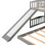 Lit simple au-dessus d'un lit superposé, gris - Structure en bois massif pour une chambre de détente en pin et construction avec glissade