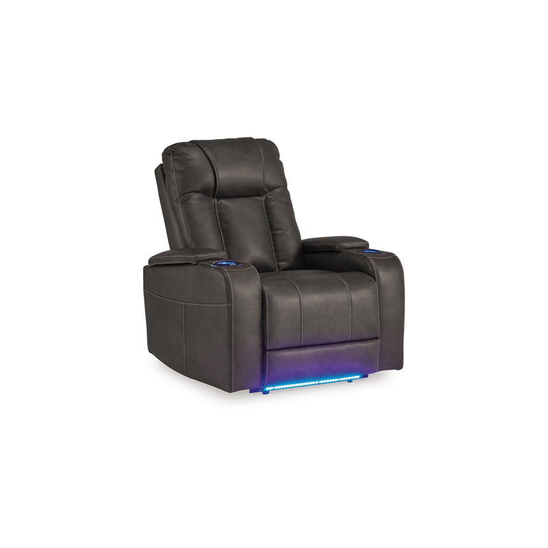 Fauteuil inclinable électrique Callum, appui-tête réglable, similicuir, Gris anthracite