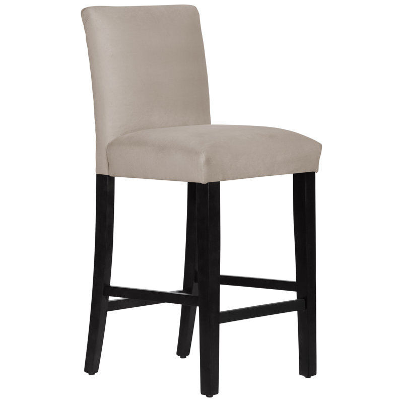 Tabouret de bar et de comptoir Hadrien, Tabouret de bar (siège d'une hauteur de 31 po), Velours performance gris clair Bella