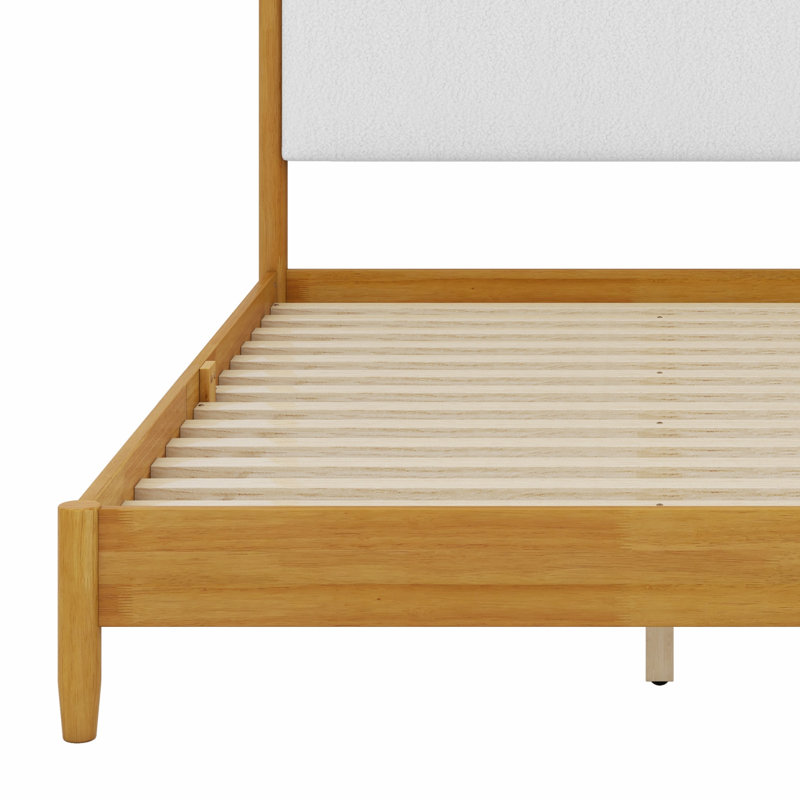Lit en bois avec tête de lit tapissier