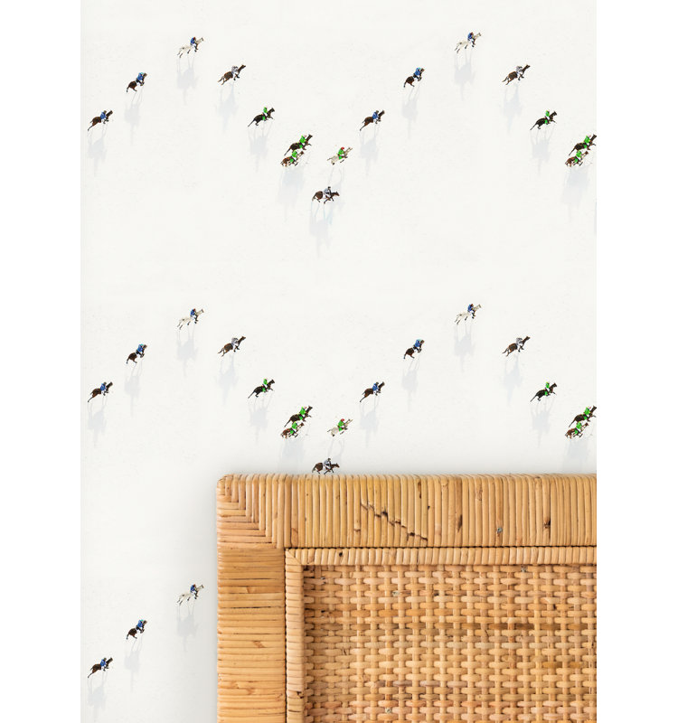 Grey Malin Snow Polo 10' L x 24" W Wallpaper Tile, Non-pasted, Paper