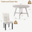 Ensemble de table de salle à manger 5 pièces pour 4 personnes, table de cuisine en bois d'hévéa massif avec 4 chaises rembourrées en lin capitonnées, mobilier de salle à manger moderne en bois pour petits espaces, beige-991539354
